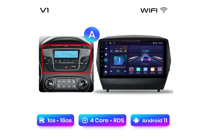 RD029 Android Hyundai tucson 2 ix35 2009-2015 1GB a 8GB RAM e 16GB a 128GB ROM com ou sem Carplay