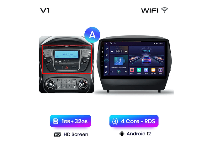 RD029 Android Hyundai tucson 2 ix35 2009-2015 1GB a 8GB RAM e 16GB a 128GB ROM com ou sem Carplay