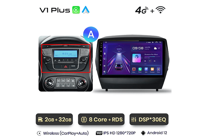 RD029 Android Hyundai tucson 2 ix35 2009-2015 1GB a 8GB RAM e 16GB a 128GB ROM com ou sem Carplay