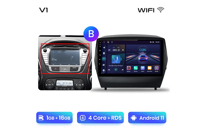 RD029 Android Hyundai tucson 2 ix35 2009-2015 1GB a 8GB RAM e 16GB a 128GB ROM com ou sem Carplay