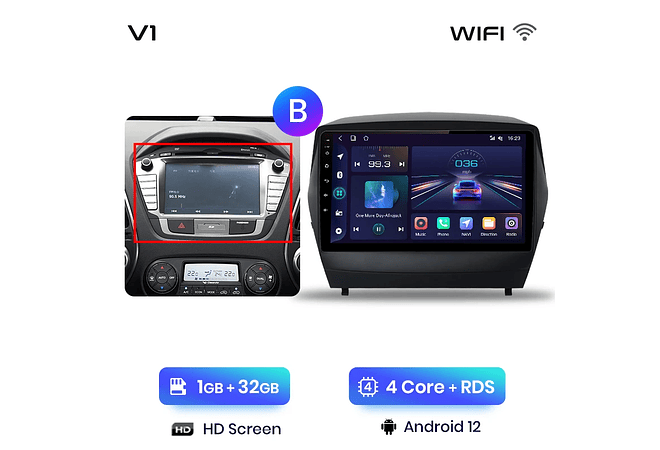 RD029 Android Hyundai tucson 2 ix35 2009-2015 1GB a 8GB RAM e 16GB a 128GB ROM com ou sem Carplay