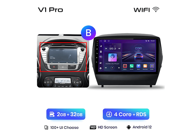 RD029 Android Hyundai tucson 2 ix35 2009-2015 1GB a 8GB RAM e 16GB a 128GB ROM com ou sem Carplay