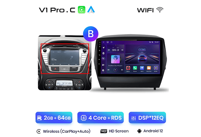 RD029 Android Hyundai tucson 2 ix35 2009-2015 1GB a 8GB RAM e 16GB a 128GB ROM com ou sem Carplay