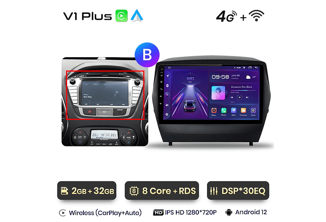 RD029 Android Hyundai tucson 2 ix35 2009-2015 1GB a 8GB RAM e 16GB a 128GB ROM com ou sem Carplay