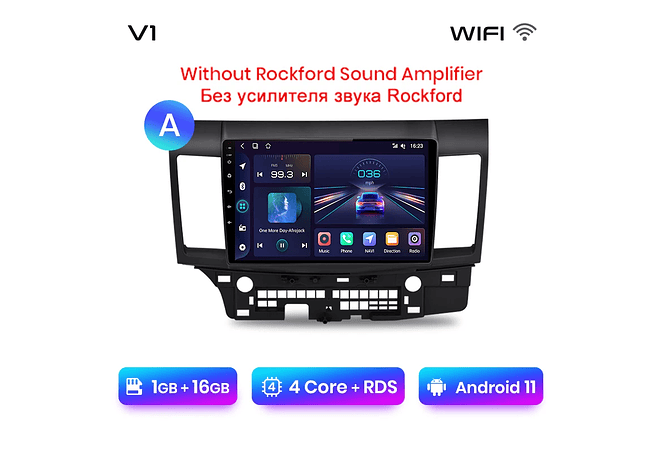 RD030 Android Mitsubishi Lancer 2007-2013 1GB a 8GB RAM e 16GB a 128GB ROM com ou sem Carplay