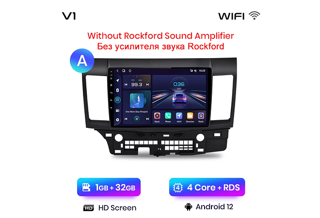 RD030 Android Mitsubishi Lancer 2007-2013 1GB a 8GB RAM e 16GB a 128GB ROM com ou sem Carplay