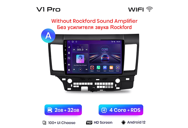 RD030 Android Mitsubishi Lancer 2007-2013 1GB a 8GB RAM e 16GB a 128GB ROM com ou sem Carplay