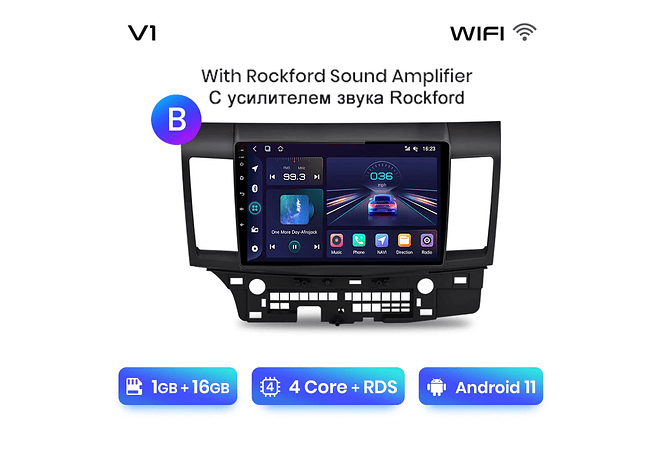 RD030 Android Mitsubishi Lancer 2007-2013 1GB a 8GB RAM e 16GB a 128GB ROM com ou sem Carplay