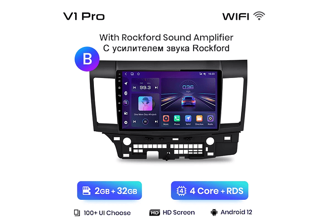 RD030 Android Mitsubishi Lancer 2007-2013 1GB a 8GB RAM e 16GB a 128GB ROM com ou sem Carplay