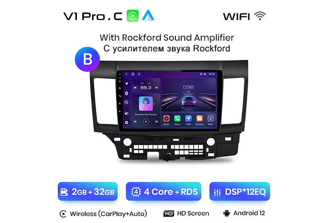 RD030 Android Mitsubishi Lancer 2007-2013 1GB a 8GB RAM e 16GB a 128GB ROM com ou sem Carplay