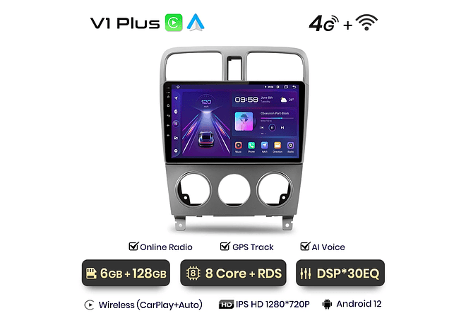 RD024 Android Subaru forester sg 2002-2008 1GB a 8GB RAM e 16GB a 128GB ROM com ou sem Carplay
