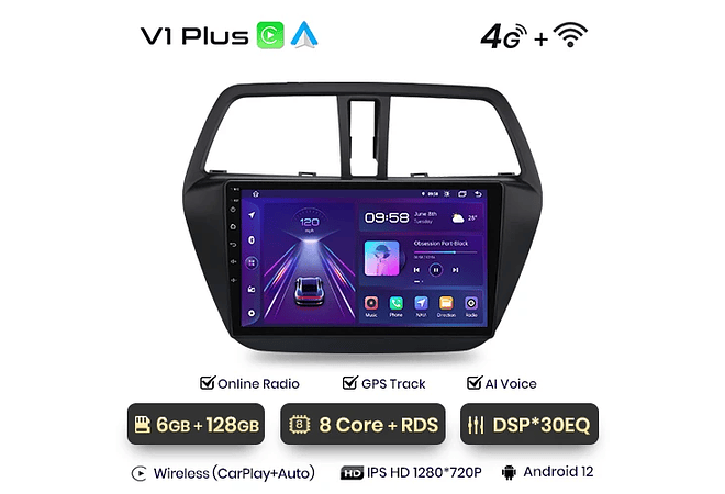 RD031 Android Suzuki sx4 s-cross 2012-2017 1GB a 8GB RAM e 16GB a 128GB ROM com ou sem Carplay