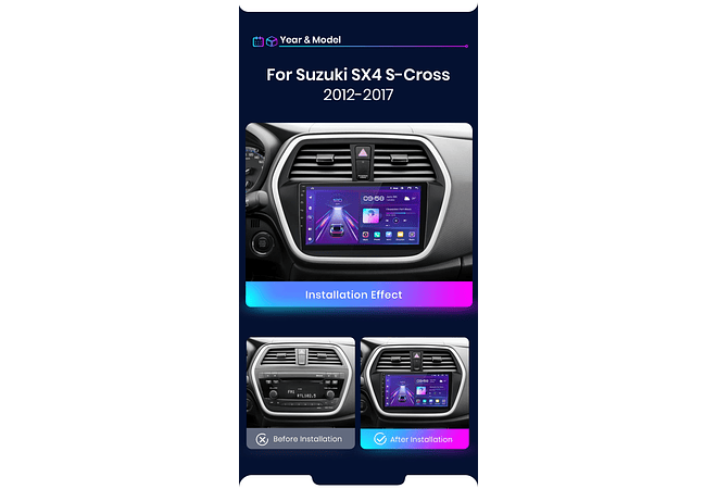 RD031 Android Suzuki sx4 s-cross 2012-2017 1GB a 8GB RAM e 16GB a 128GB ROM com ou sem Carplay