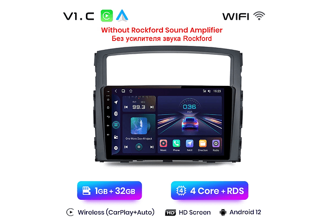 RD034 Android Mitsubishi pajero 4 v80 v90 2006-2014 1GB a 8GB RAM e 16GB a 128GB ROM com ou sem Carplay