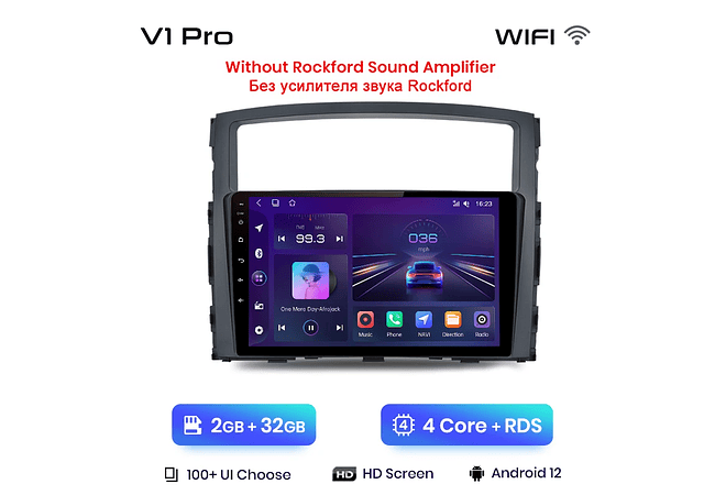 RD034 Android Mitsubishi pajero 4 v80 v90 2006-2014 1GB a 8GB RAM e 16GB a 128GB ROM com ou sem Carplay