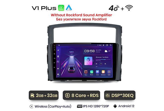 RD034 Android Mitsubishi pajero 4 v80 v90 2006-2014 1GB a 8GB RAM e 16GB a 128GB ROM com ou sem Carplay