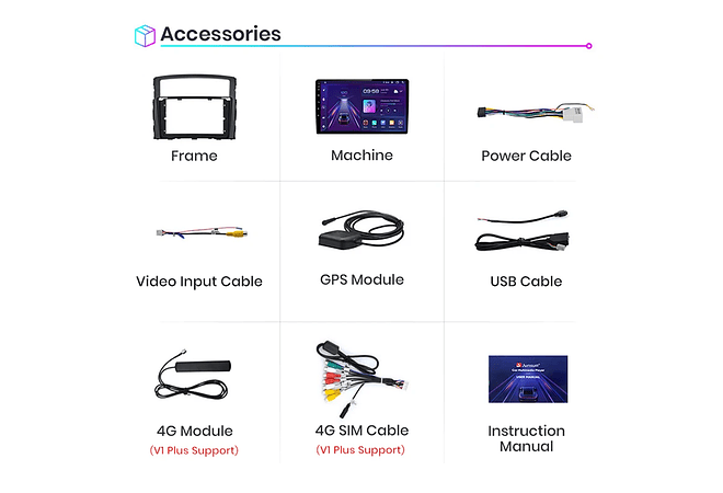 RD034 Android Mitsubishi pajero 4 v80 v90 2006-2014 1GB a 8GB RAM e 16GB a 128GB ROM com ou sem Carplay