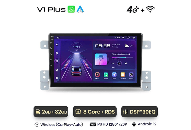 RD036 Android Suzuki grand vitara 3 2005-2015 1GB a 8GB RAM e 16GB a 128GB ROM com ou sem Carplay