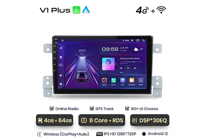 RD036 Android Suzuki grand vitara 3 2005-2015 1GB a 8GB RAM e 16GB a 128GB ROM com ou sem Carplay