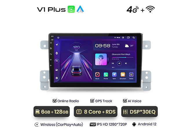 RD036 Android Suzuki grand vitara 3 2005-2015 1GB a 8GB RAM e 16GB a 128GB ROM com ou sem Carplay