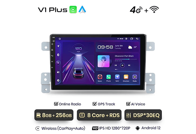 RD036 Android Suzuki grand vitara 3 2005-2015 1GB a 8GB RAM e 16GB a 128GB ROM com ou sem Carplay