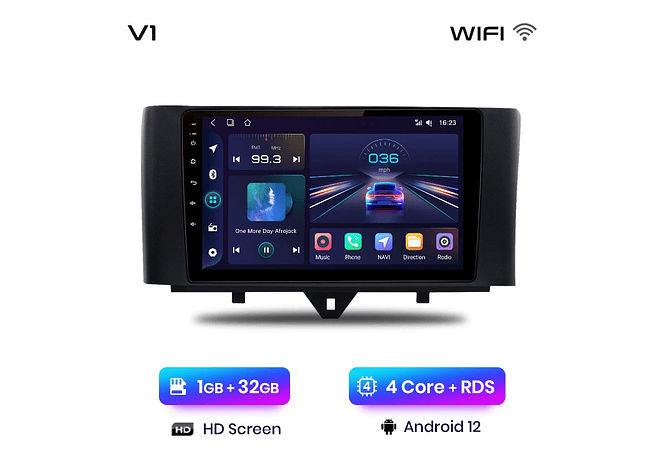 RD037 Android Smart fortwo 2011-2015 1GB a 8GB RAM e 16GB a 128GB ROM com ou sem Carplay