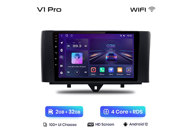 RD037 Android Smart fortwo 2011-2015 1GB a 8GB RAM e 16GB a 128GB ROM com ou sem Carplay