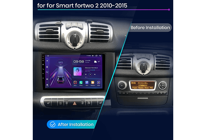 RD037 Android Smart fortwo 2011-2015 1GB a 8GB RAM e 16GB a 128GB ROM com ou sem Carplay