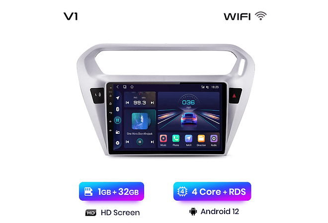 RD038 Android Peugeot 301 citroen elysee 2013-2018 1GB a 8GB RAM e 16GB a 128GB ROM com ou sem Carplay