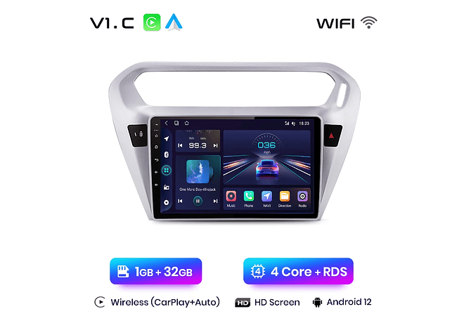 RD038 Android Peugeot 301 citroen elysee 2013-2018 1GB a 8GB RAM e 16GB a 128GB ROM com ou sem Carplay
