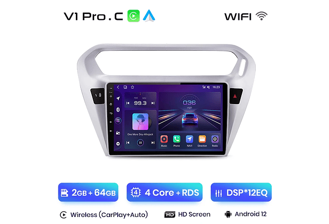 RD038 Android Peugeot 301 citroen elysee 2013-2018 1GB a 8GB RAM e 16GB a 128GB ROM com ou sem Carplay