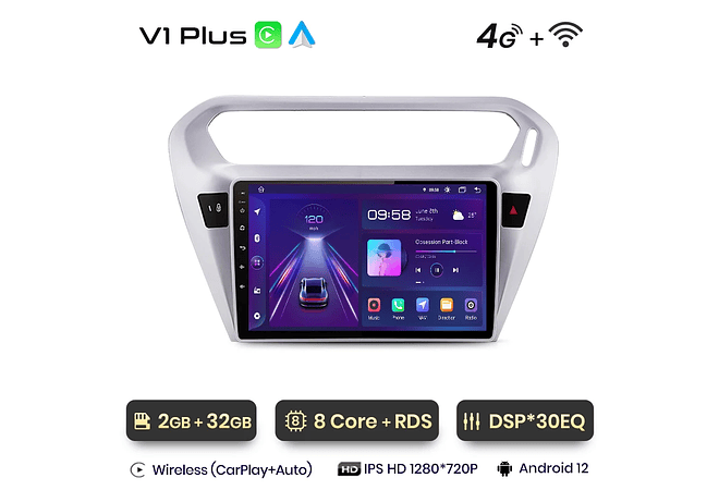 RD038 Android Peugeot 301 citroen elysee 2013-2018 1GB a 8GB RAM e 16GB a 128GB ROM com ou sem Carplay