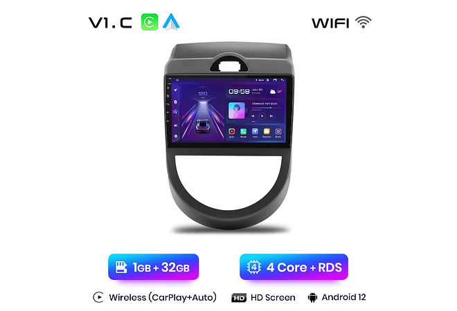 RD040 Android Kia SOUL 2008-2013 1GB a 8GB RAM e 16GB a 128GB ROM com ou sem Carplay