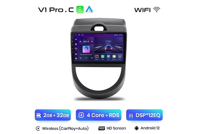 RD040 Android Kia SOUL 2008-2013 1GB a 8GB RAM e 16GB a 128GB ROM com ou sem Carplay