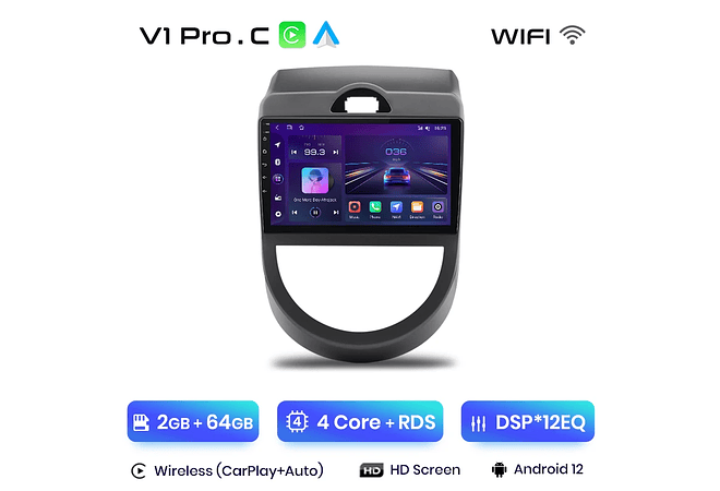 RD040 Android Kia SOUL 2008-2013 1GB a 8GB RAM e 16GB a 128GB ROM com ou sem Carplay