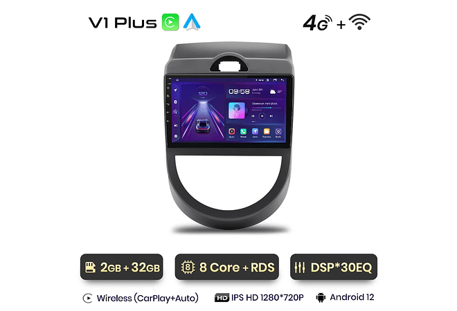 RD040 Android Kia SOUL 2008-2013 1GB a 8GB RAM e 16GB a 128GB ROM com ou sem Carplay