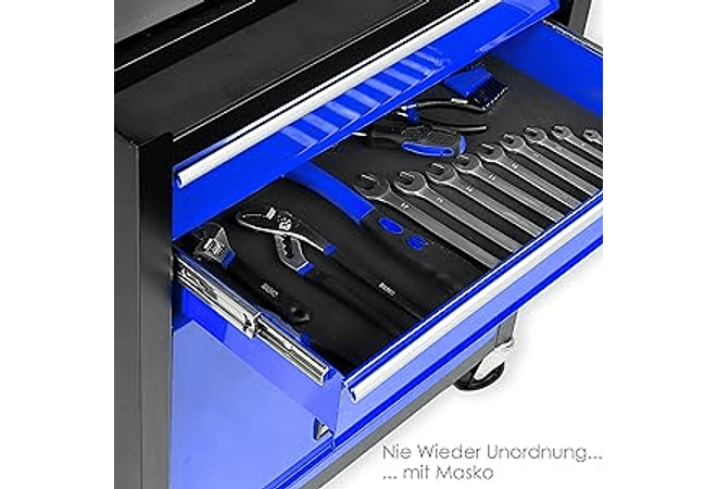 IMP0206 Carrinho de oficina com mala incluída, 9 compartimentos com fechadura de metal maciço