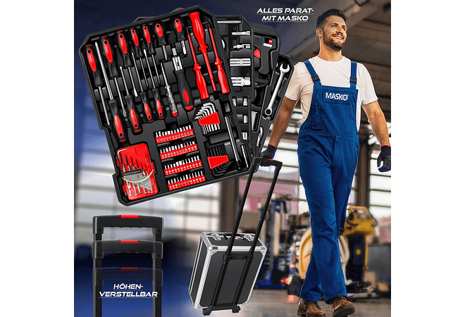 IMP0207 Mala de ferramentas de 969 peças, caixa de carrinho de ferramentas