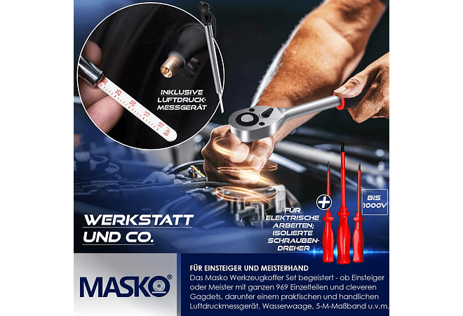 IMP0207 Mala de ferramentas de 969 peças, caixa de carrinho de ferramentas