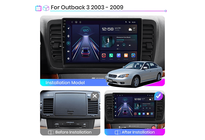 RD041 Android Subaru outback 3 legado 4 2003-2009 1GB a 8GB RAM e 16GB a 128GB ROM com ou sem Carplay