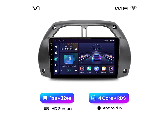 RD042 Android Toyota RAV4 2001-2015 1GB a 8GB RAM e 16GB a 128GB ROM com ou sem Carplay