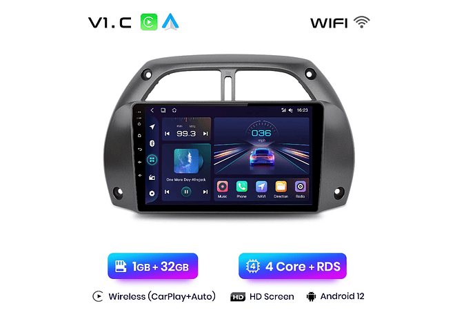 RD042 Android Toyota RAV4 2001-2015 1GB a 8GB RAM e 16GB a 128GB ROM com ou sem Carplay