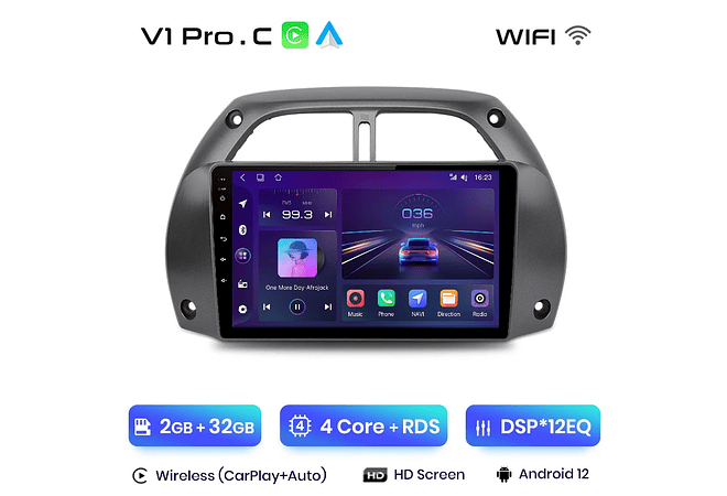 RD042 Android Toyota RAV4 2001-2015 1GB a 8GB RAM e 16GB a 128GB ROM com ou sem Carplay