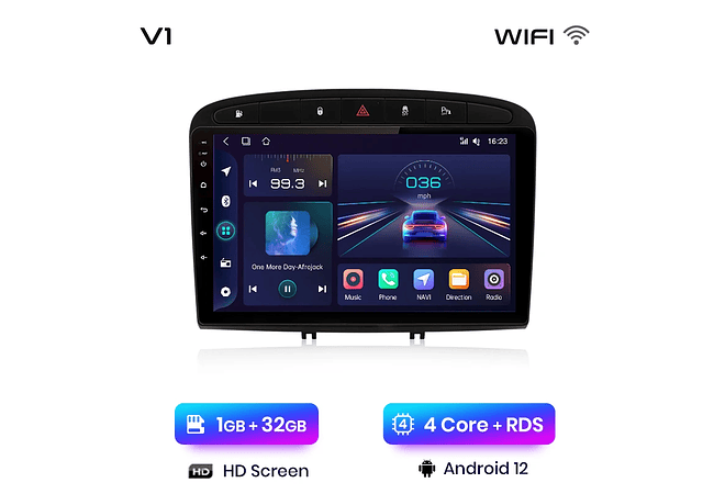 RD043 Android Peugeot 308 308sw 408 2012-2020 1GB a 8GB RAM e 16GB a 128GB ROM com ou sem Carplay