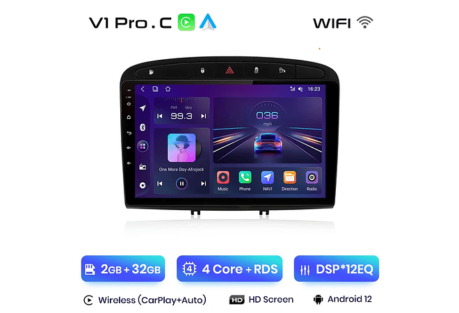 RD043 Android Peugeot 308 308sw 408 2012-2020 1GB a 8GB RAM e 16GB a 128GB ROM com ou sem Carplay