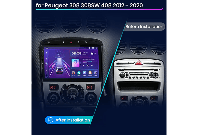 RD043 Android Peugeot 308 308sw 408 2012-2020 1GB a 8GB RAM e 16GB a 128GB ROM com ou sem Carplay