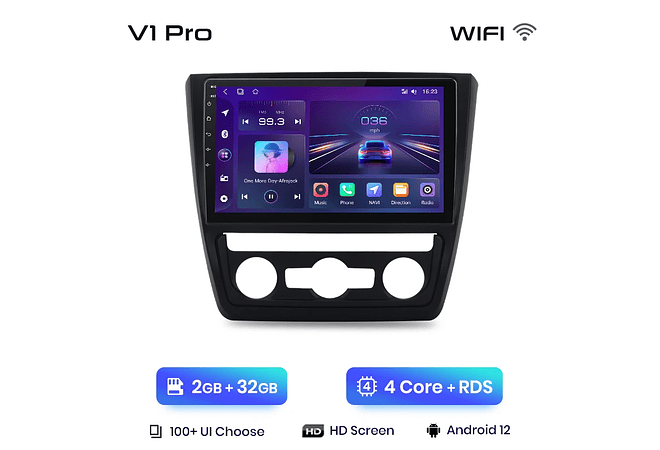 RD044 Android Skoda yeti 5l 2009-2014 1GB a 8GB RAM e 16GB a 128GB ROM com ou sem Carplay