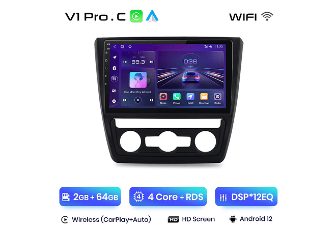 RD044 Android Skoda yeti 5l 2009-2014 1GB a 8GB RAM e 16GB a 128GB ROM com ou sem Carplay