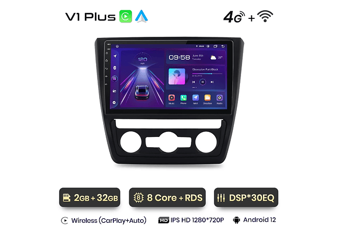 RD044 Android Skoda yeti 5l 2009-2014 1GB a 8GB RAM e 16GB a 128GB ROM com ou sem Carplay