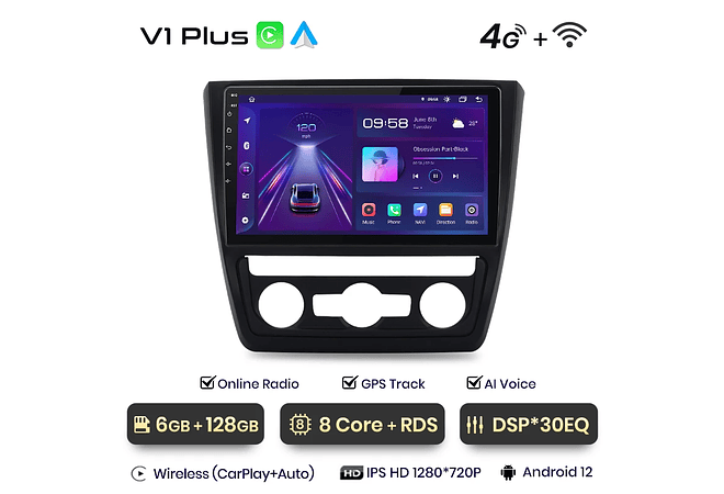 RD044 Android Skoda yeti 5l 2009-2014 1GB a 8GB RAM e 16GB a 128GB ROM com ou sem Carplay